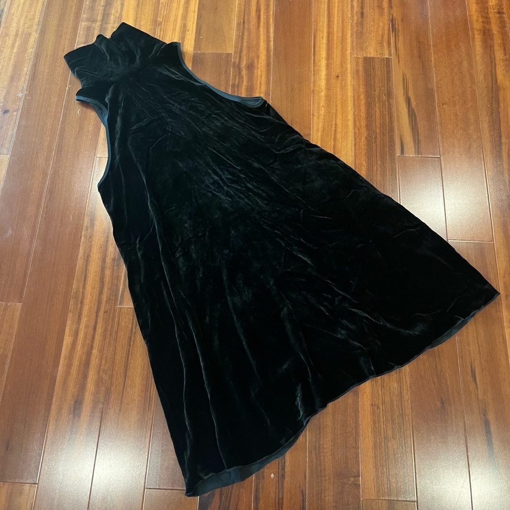 Wilfred Black Dress Black Velvet Silk Mock Neck Sleeveless Midi Size Extra Small